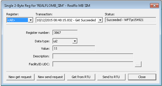 Single-Element Data Group Dialog Box for the Modbus Realflo EIE